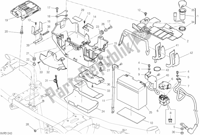 All parts for the Battery Holder of the Ducati Scrambler Desert Sled Thailand 803 2020